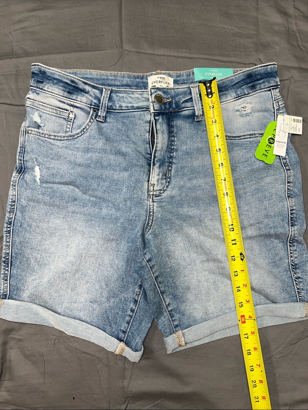 Light Blue Rolled Hem Jean Shorts